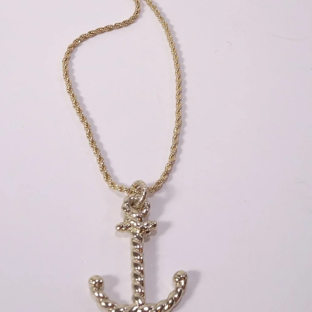 Banana Republic Roots of BR Gold Ribbon Rope Anchor Pendant Necklace NWT 88 - Picture 12 of 15